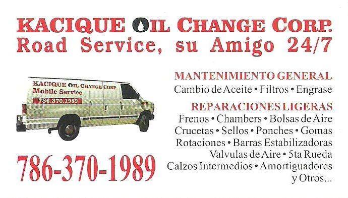 You are currently viewing Kacique Oil Change Corp – Road Assistance